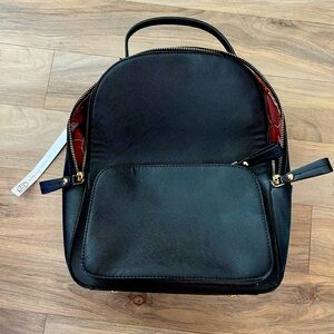 Black Leather Mini Backpack